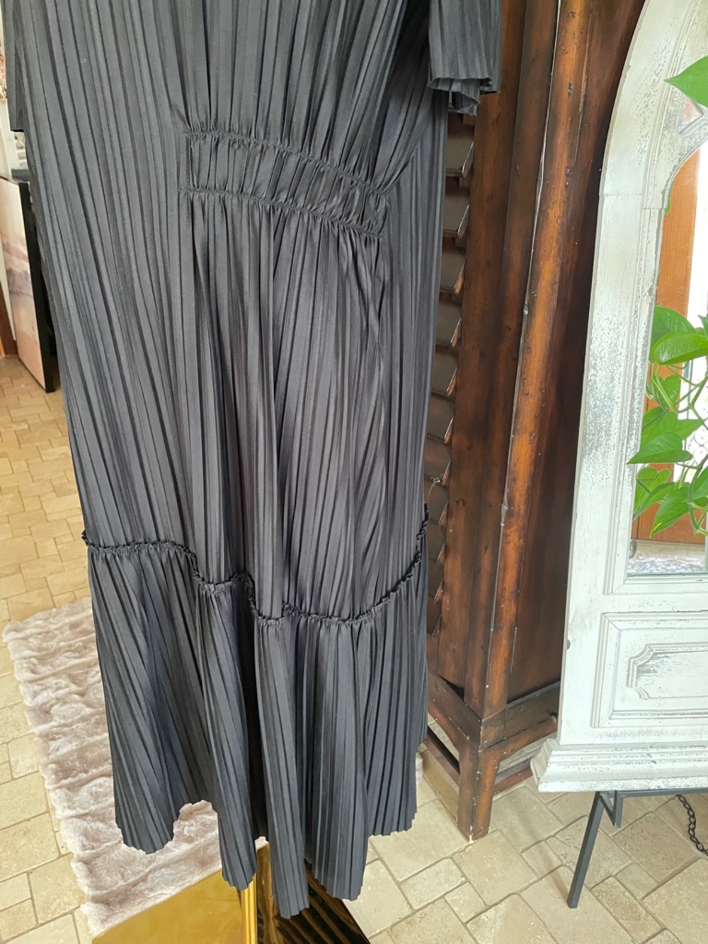 Zara Asymmetrical Pleated Oversized Flapper Gatsby Midi Dress Medium - Picture 8 of 11